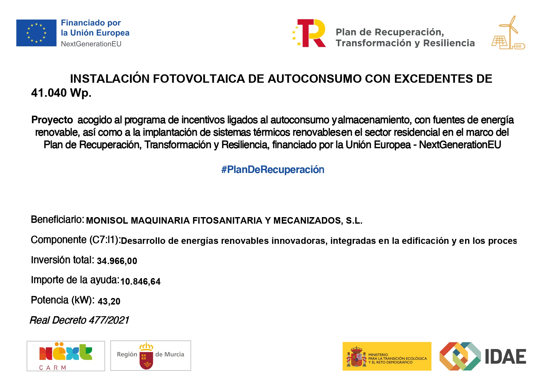 Platas Fotovoltaicas en Monisol